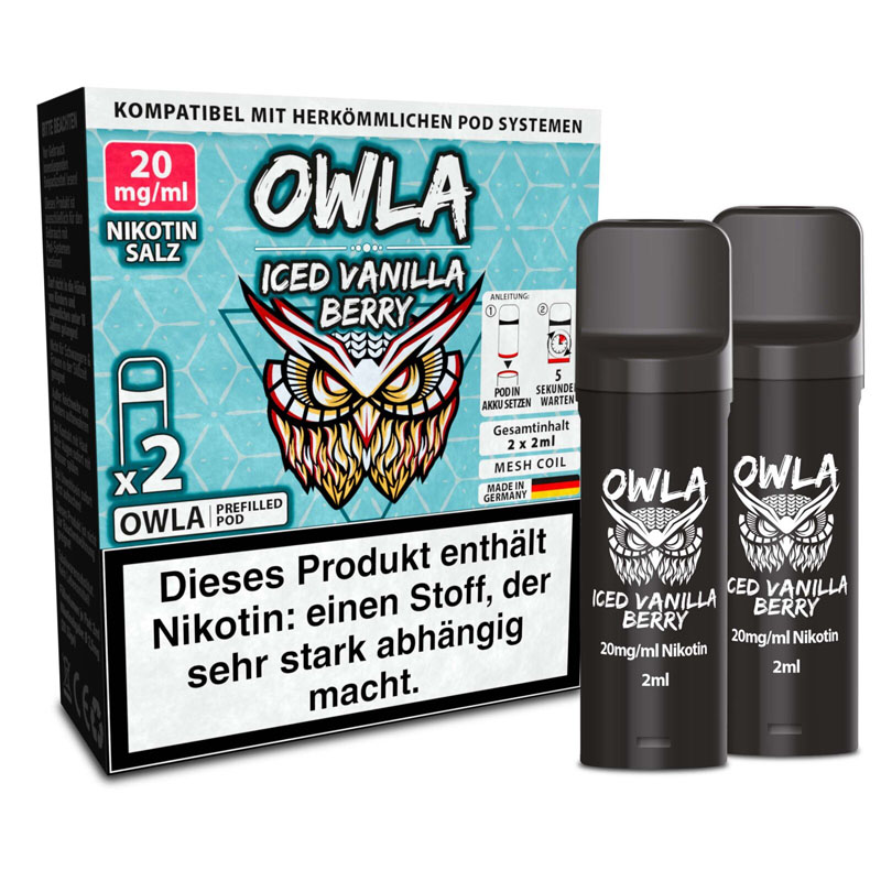 Owla Iced Vanilla Berry 20mg Prefilled Pods Packung