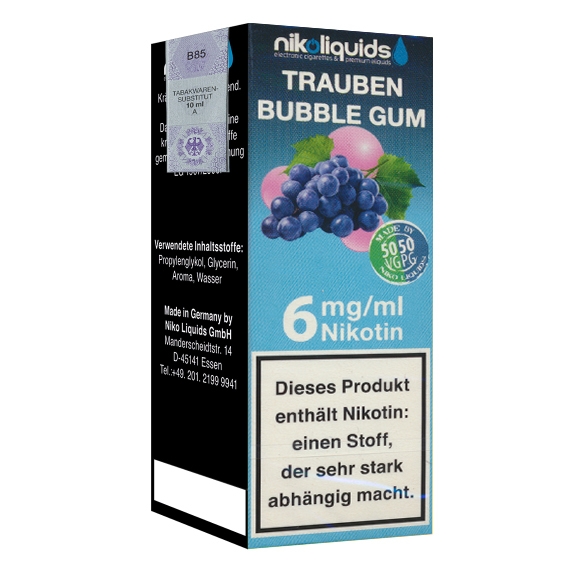 Nikoliquid Traube Bubble Gum 6mg Liquid Flasche