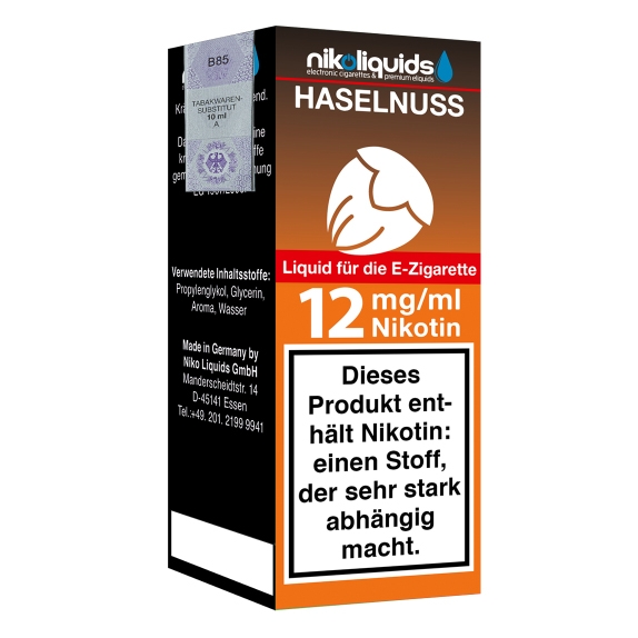 Nikoliquids Haselnuss 12mg Liquid Flasche