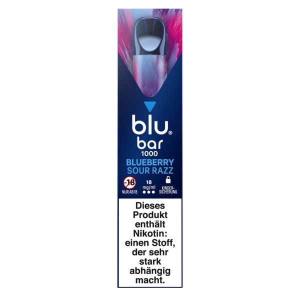 Blu bar 1000 Blueberry Sour Razz 18mg Einweg E-Zigarette