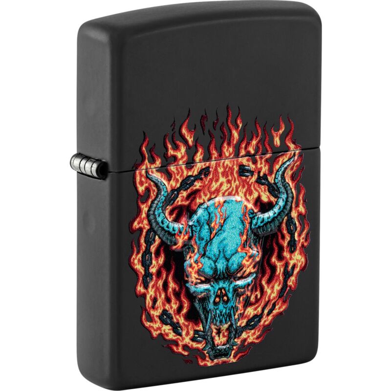 Zippo Schwarz Matt Burning Devil Feuerzeug