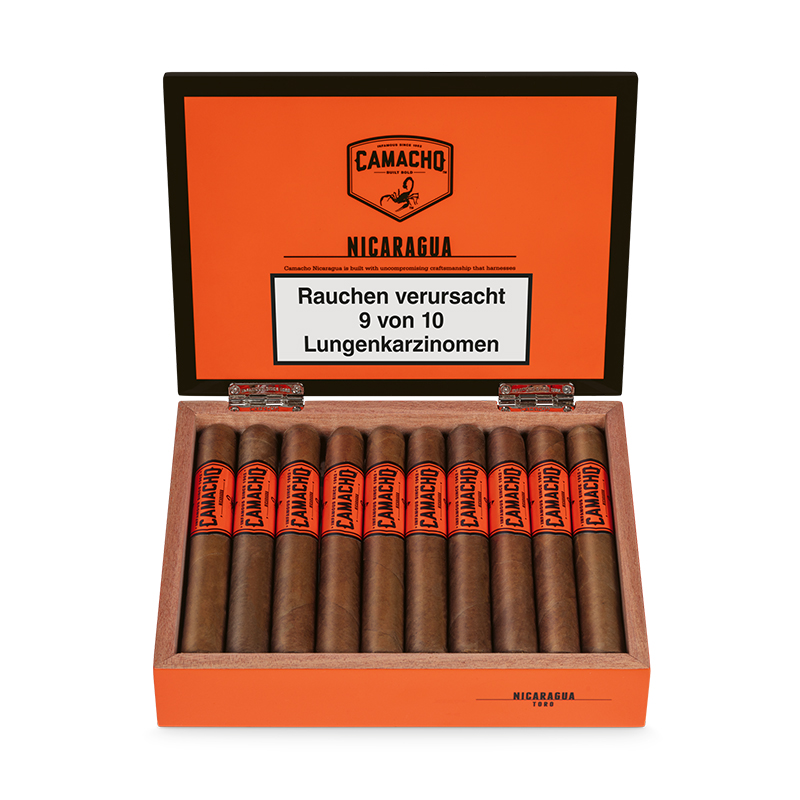 Camacho Nicaragua Toro Zigarren Kiste offen