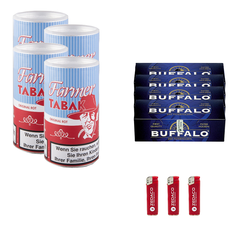 Farmer Pfeifentabak Red Dose Aktion Large Buffalo Hülsen