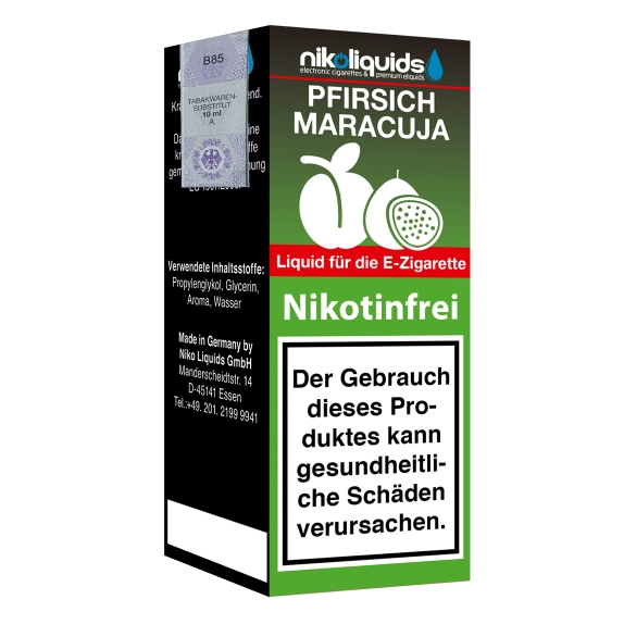 Nikoliquids Pfirsich-Maracuja 0mg Liquid Flasche
