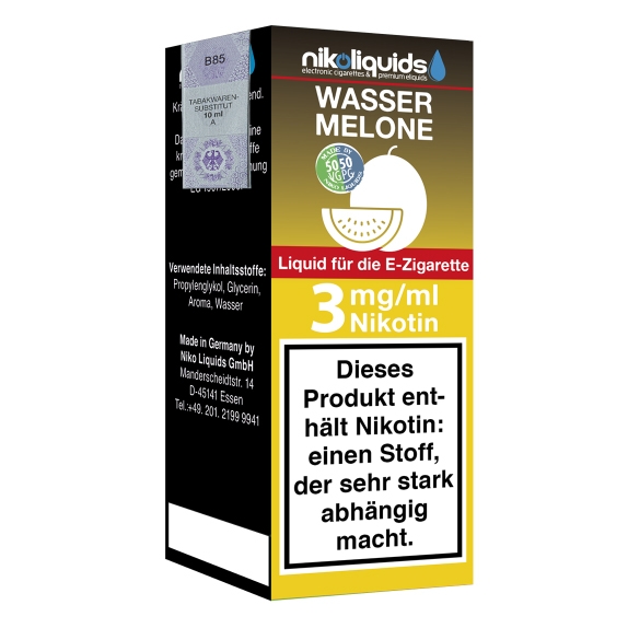 Nikoliquids Wassermelone 3mg Liquid Flasche 50PG 50VG