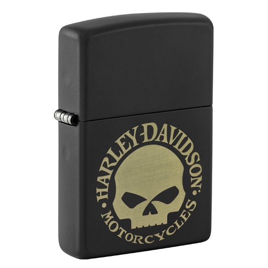 Zippo Harley Davidson Skull Schwarz Matt