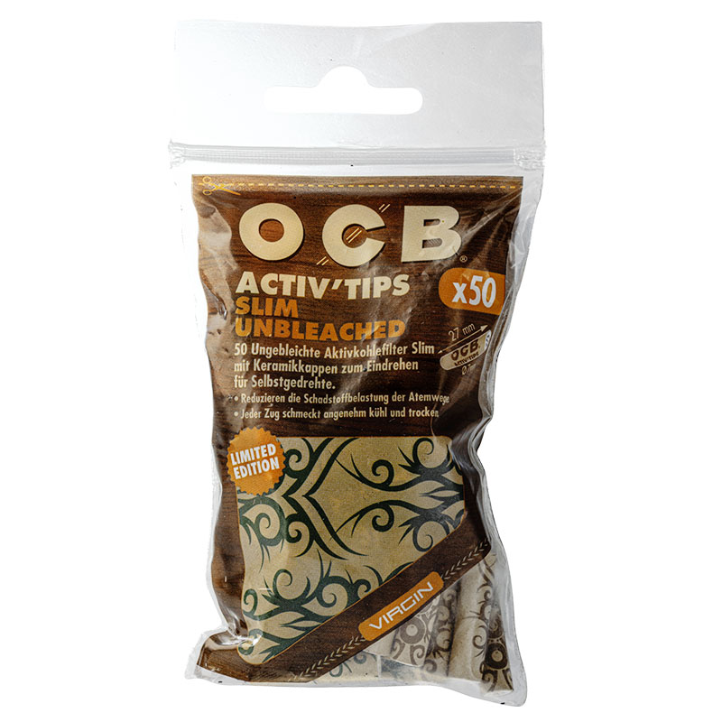 OCB Aktiv Tips Slim Unbleached Packung Limited Edition