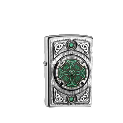Zippo satiniert Celtic green Cross