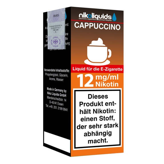 Nikoliquids Cappuccino 12mg Liquid Flasche