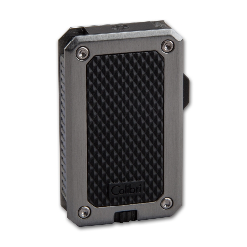 Feuerzeug Jet COLIBRI Rally chrom/schwarz matt seitliche Füllanzeige