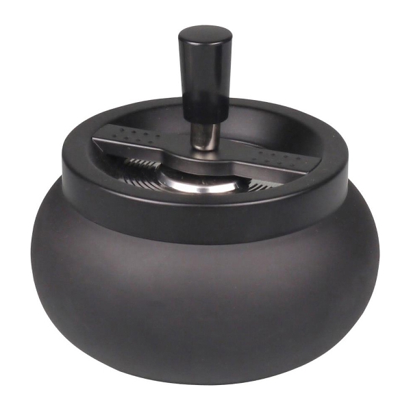 Schleuderascher Metall Bauchig Schwarz Matt