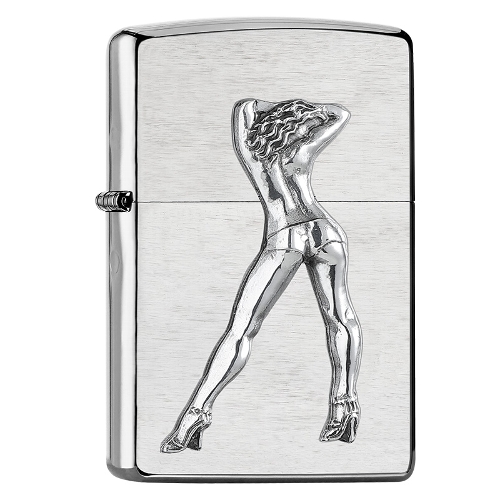 Zippo chrom gebürstet Gogo Girl Emblem