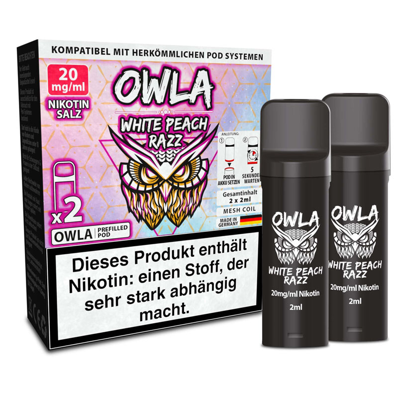 Owla White Peach Razz 20mg Prefilled Pods Packung