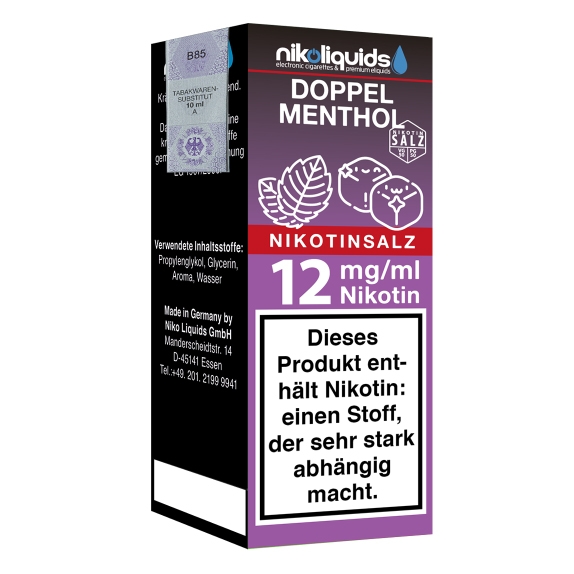 Nikoliquids Nikotinsalz Doppel Menthol 12mg Liquid Flasche