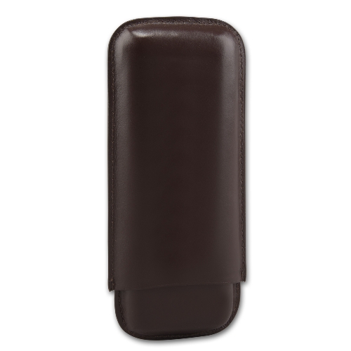 Cigarrenetui 3er Leder dunkelbraun Double Corona