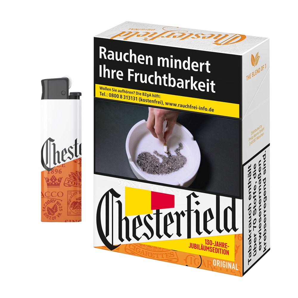 Chesterfield Jubiläumsedition Zigaretten + Feuerzeug Aktion