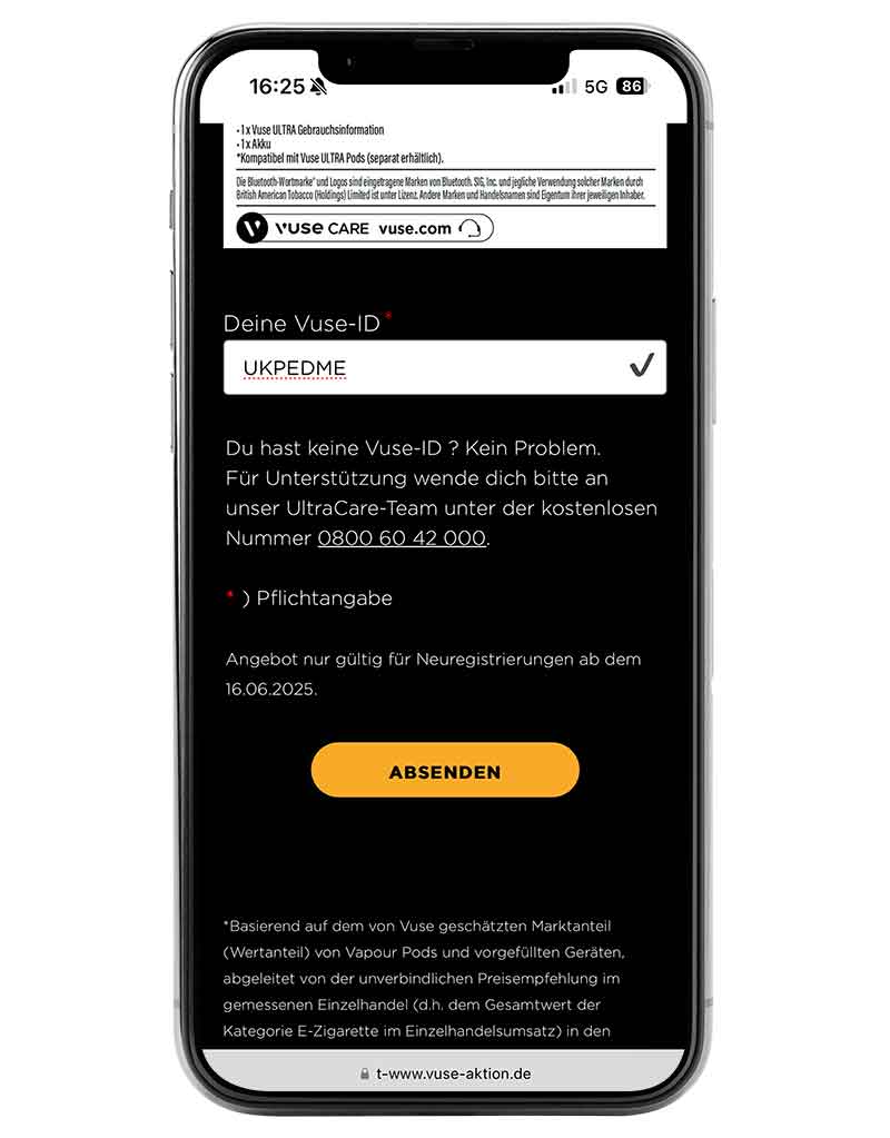 VUSE-Ultra-ID_Geratecode_Beispiel_Zedaco