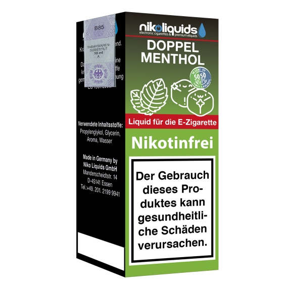 Nikoliquids Doppel Menthol 0mg Liquid Flasche 50PG 50VG
