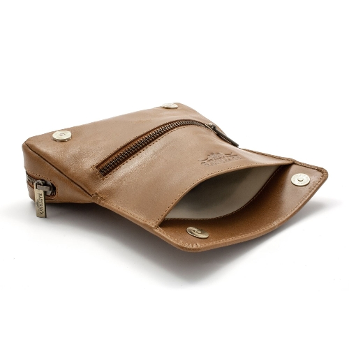 Rattrays 1er Pfeifentasche Leder Combo Whisky Braun Gold Tabaktasche