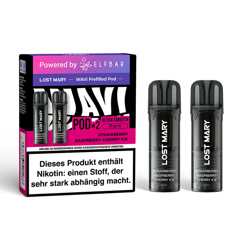 Lost Mary Wavi Strawberry Raspberry Cherry Ice 20mg Prefilled Pods Packung