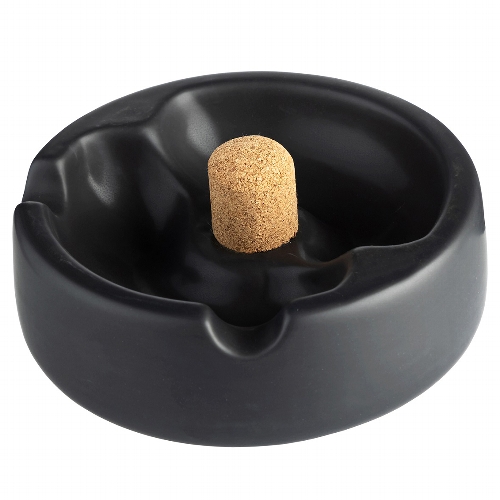 Pfeifenaschenbecher Keramik schwarz rund 16cm