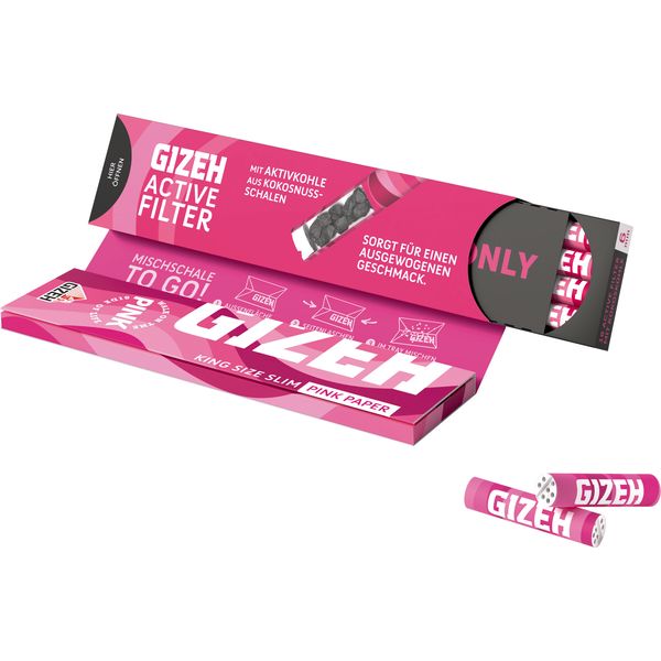 Gizeh Pink King Size Slim + Active Filter Packung