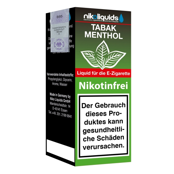 Nikoliquids Tabak Menthol 0mg Liquid Flasche