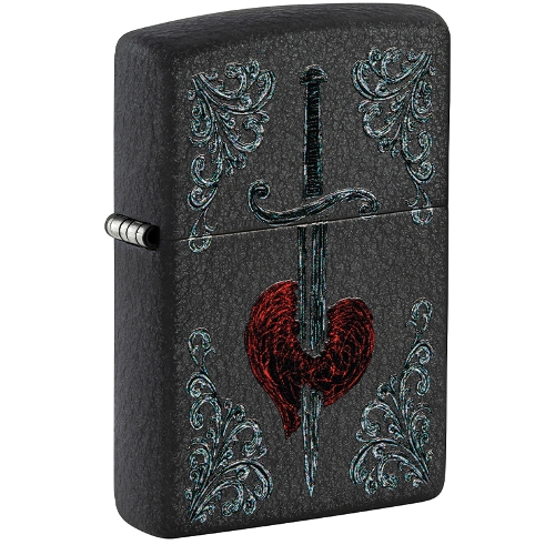 Zippo black crackle Heart Dagger