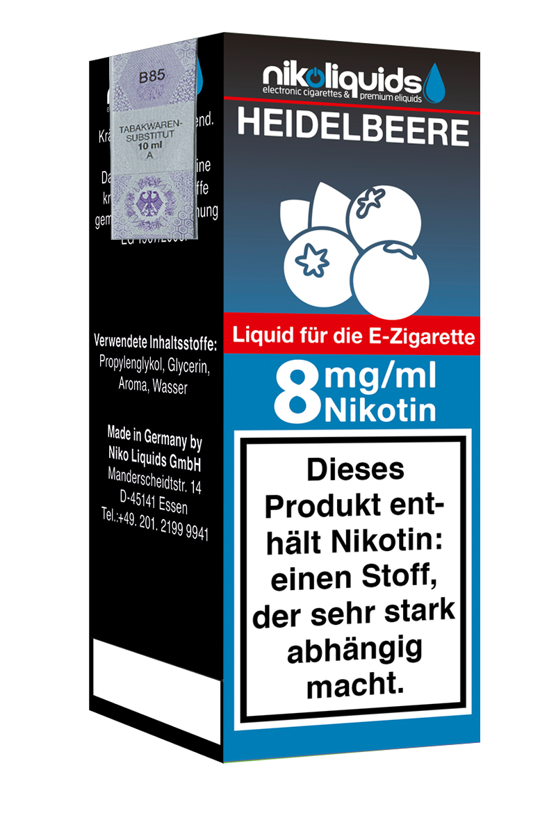 E-Liquid Nikoliquids Heidelbeere 8 mg 70 Pg 30 Vg