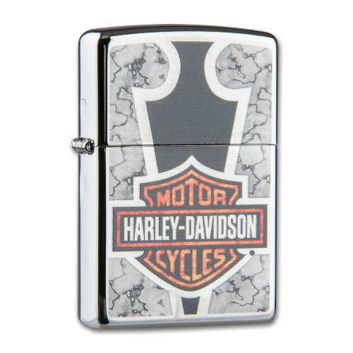 Zippo chrom poliert Harley Davidson marmoriert