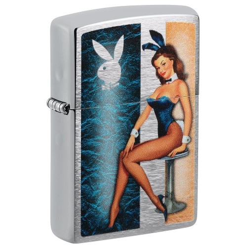 Zippo chrom gebürstet Playboy Design