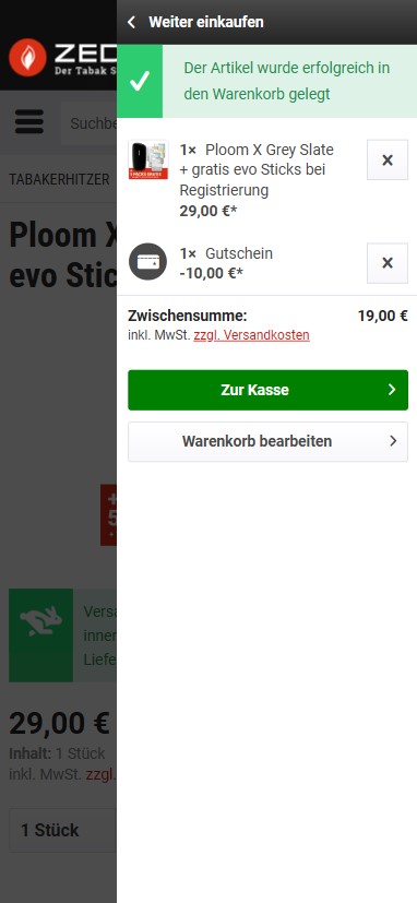 Ploom X kaufen - Checkout starten