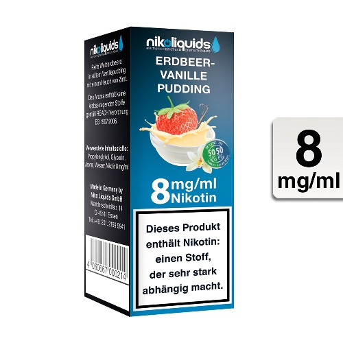 E-Liquid NIKOLIQUIDS Erdbeer-Vanillepudding 8 mg