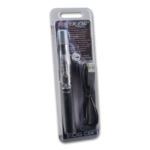 E-Zigarette SILVERCIG im BLISTER schwarz 650 mAh Micro USB-Anschluss