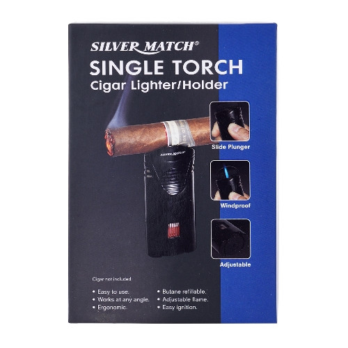 Cigarrenfeuerzeug Jet SILVER MATCH schwarz Tankanzeige