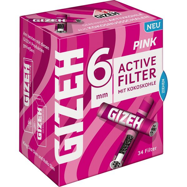 Gizeh Pink Active Filter 6mm 34er Packung