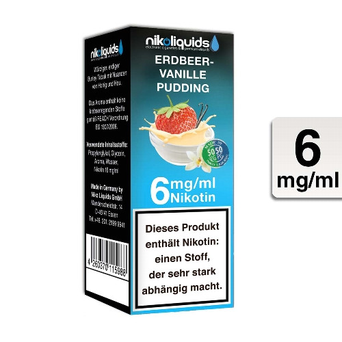 E-Liquid Nikoliquids Erdbeer-Vanillepudding 6 mg 50 Pg 50 Vg