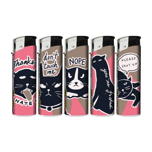 Einwegfeuerzeug Piezo Tobaliq Nerd Cats Steller