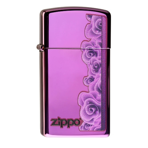 Zippo Slim Abyss Purple Roses