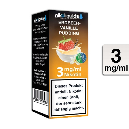 E-Liquid NIKOLIQUIDS Erdbeer-Vanillepudding 3 mg