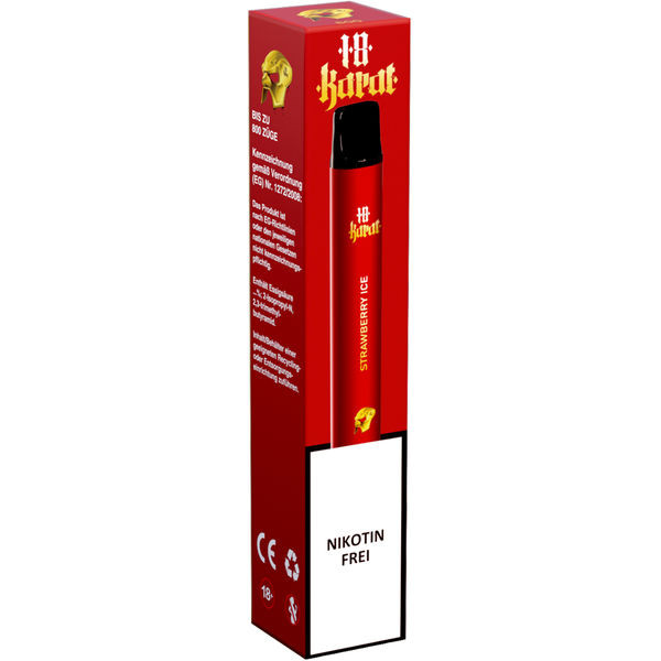 Vqube 18Karat Einweg E-Zigarette Strawberry Ice 0 mg