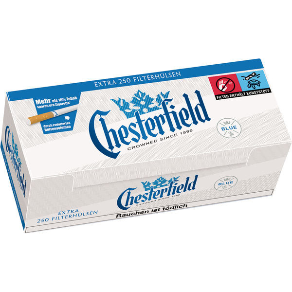 Chesterfield Filterhülsen Extra Blue 250 Stück Packung