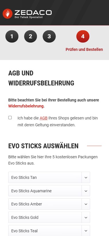 Kostenlose EVO Sticks auswählen