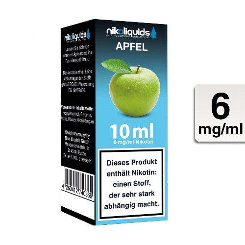 E-Liquid NIKOLIQUIDS Apfel 6 mg