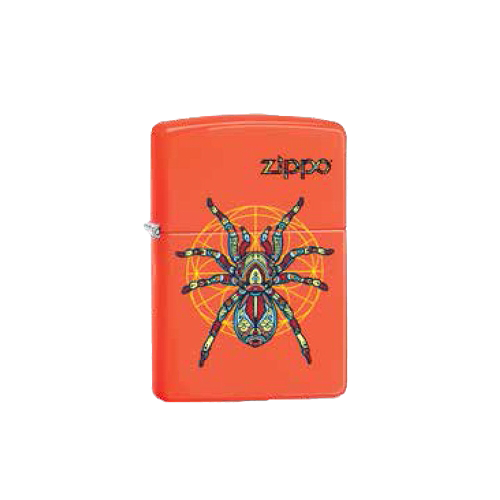 Zippo - Neon Orange Zentangle Spider