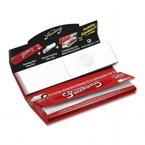 Smoking King Size Red + Filter Tips Booklet