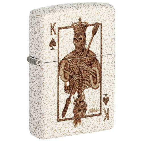 Zippo weiß matt Rick Rietveld Ace Skull Design