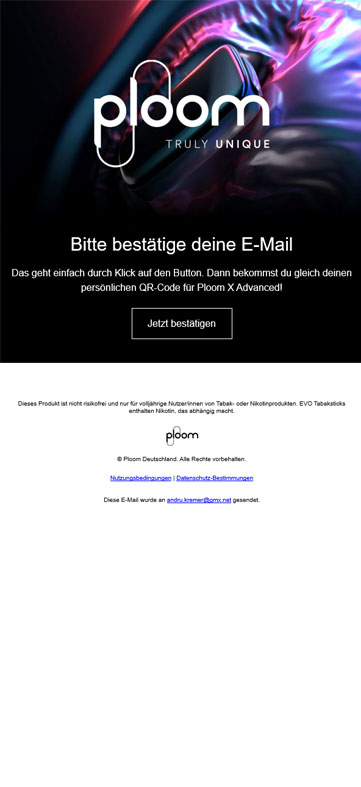 E-Mail adresse bestätigt