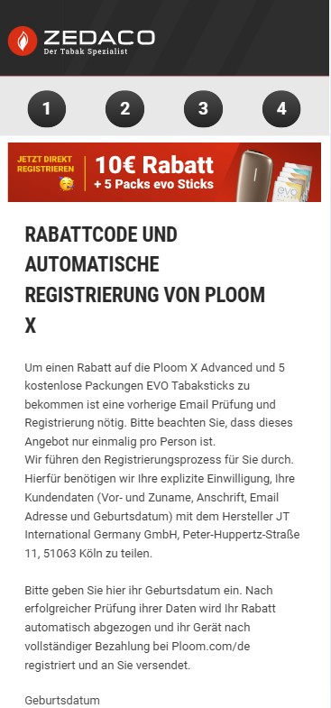 Automatisch Ploom X registrierung starten
