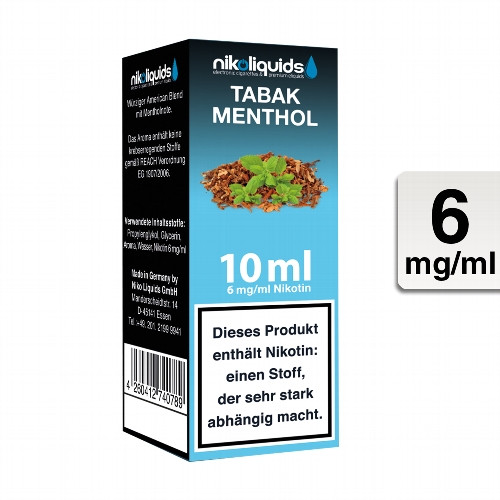 E-Liquid NIKOLIQUIDS Tabak Menthol 6 mg